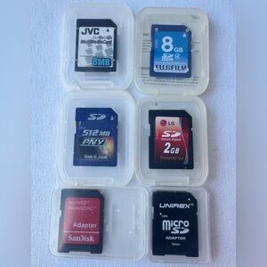 Lot Of Digital Memory Cards & Adapter SD JVC MMC microSD
